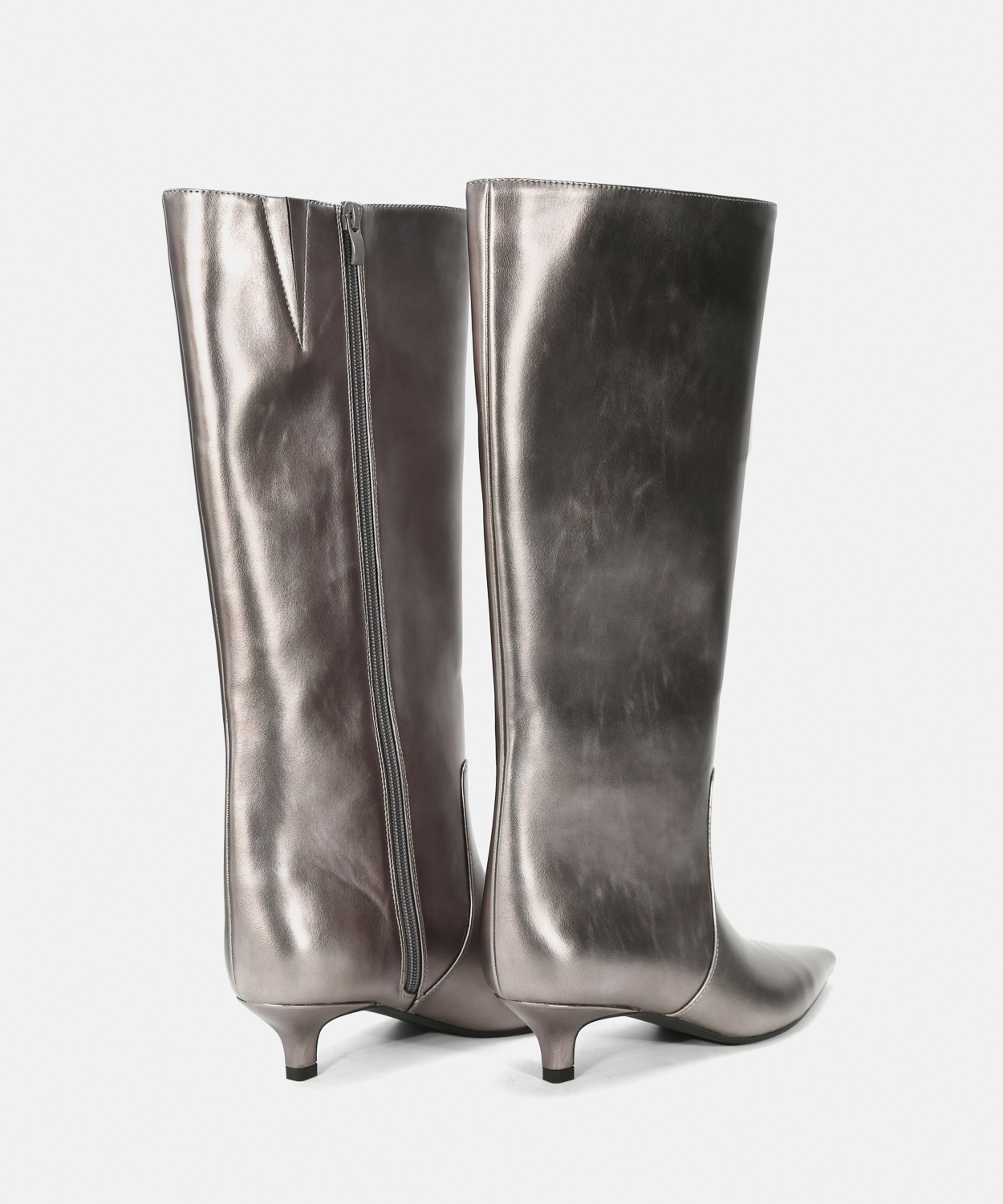 Botas altas metalizadas salto kitten image number null